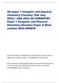 AS paper 1 inorganic and physical chemistry (Tuesday 16th may 2023) / AQA 2023 AS CHEMISTRY Paper 1 Inorganic and Physical Chemistry Question Paper & Mark scheme 2024 UPDATE