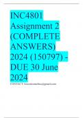 INC4801 Assignment 2 (COMPLETE ANSWERS) 2024 (150797) - DUE 30 June 2024