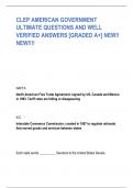 CLEP AMERICAN GOVERNMENT ULTIMATE QUESTIONS AND WELL VERIFIED ANSWERS [GRADED A+] NEW!! NEW!!!!