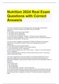 Nutrition 2024 Real Exam Questions with Correct Answers 
