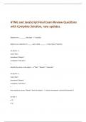 HTML and JavaScript Final Exam Review Questions  with Complete Solution, new updates.