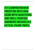 ATI COMPREHENSIVE PREDITOR WITH NGN EXAM WITH QUESTIONS AND WELL VERIFIED ANSWERS GRADED A+[ ACTUAL EXAM 1000%]