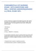 FUNDAMENTALS OF NURSING EXAM 1 WITH QUESTIONS AND WELL VERIFIED ANSWERS[GRADED A+] REAL EXAM 100%