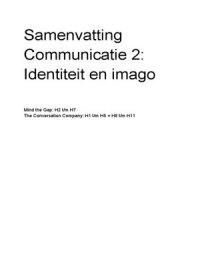 Samenvatting Communicatie 2: Identiteit en imago