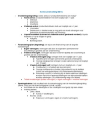 Korte samenvatting Bedrijfsbeslissingen en financiële verantwoording (Bedrijfseconomie 1A)