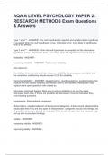 AQA A LEVEL PSYCHOLOGY PAPER 2: RESEARCH METHODS Exam Questions & Answers