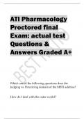 ATI Pharmacology  Proctored final  Exam: actual test Questions & Answers Graded A+