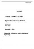 Tutorial Letter 101/3/2024  Organisational Research Methods  IOP2601  Semester 1 and 2  Department of Industrial and Organisational Psychology