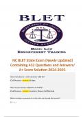 NC BLET State Exam (Newly Updated) Containing 432 Questions and Answers/ A+ Score Solution 2024-2025. 