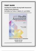 TEST BANK Canadian Nursing Health Assessment A Best Practice Approach 2nd Edition by Tracey C. Stephen, D. Lynn Skillen, 9781975108113 (CHAPTERS 1-32)