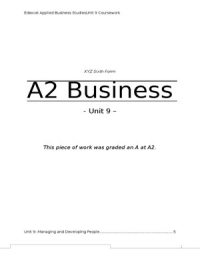 Unit 9 Coursework - Edexcel Applied Business Studies