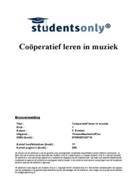 Samenvatting Cooperatief leren in muziek