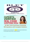 NC BLET 2023 Final Exam Containing 984 Questions with Complete Solutions. 