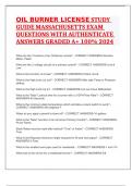 OIL BURNER LICENSE STUDY GUIDE MASSACHUSETTS EXAM QUESTIONS WITH AUTHENTICATE ANSWERS GRADED A+ 100% 2024