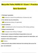 Maryville Pathophysiology NURS 611 Exam 1 Practice Quiz (2024/2025) Newest Questions and Answers (Verified Answers)