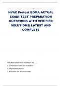 HVAC Pretest BOMA ACTUAL EXAM| TEST PREPARATION QUESTIONS WITH VERIFIED SOLUTIONS| LATEST AND COMPLETE