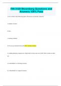 FIN 3120 Bloomberg Questions and  Answers 100% Pass