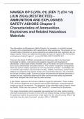 NAVSEA OP 5 (VOL 01) (REV 7) (CH 14) (JUN 2024) (RESTRICTED) - AMMUNITION AND EXPLOSIVES SAFETY ASHORE Chapter 3 Characteristics of Ammunition, Explosives and Related Hazardous Materials Questions and Answers 2024