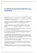 FLORIDA ADJUSTER EXAM WITH ALL ANSWERS