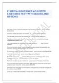 FLORIDA INSURANCE ADJUSTER LICENSING TEST WITH ISSUES AND OPTIONS