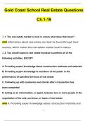 Gold Coast School Real Estate Ch.1-19 Questions and Answers (Graded A)