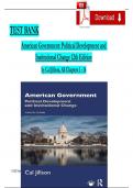 TEST BANK & SOLUTION MANUAL for American Government: Political Development and Institutional Change, 12th Edition by Cal Jillson, All Chapters 1 - 16, Complete Latest Version