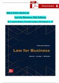 SOLUTION MANUAL - Barnes, Lemper, Richards - Law for Business 15th Edition All Chapters 1 - 47, Complete Newest Version