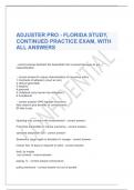 ADJUSTER PRO - FLORIDA STUDY, CONTINUED PRACTICE EXAM, WITH ALL ANSWERS