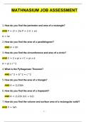 MATHNASIUM JOB ASSESSMENT 2024 Newest Questions and Answers (Verified Answers)