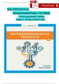 SOLUTION MANUAL - Leach/Melicher, Entrepreneurial Finance 7th Edition, All Chapters 1 - 16, Complete Latest Version With CAPSTONE CASES 