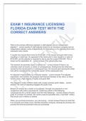 EXAM 1 INSURANCE LICENSING FLORIDA EXAM TEST WITH THE CORRECT ANSWERS
