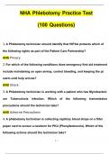 NHA Phlebotomy Practice Test (100 Questions) 2024 Newest Questions and Answers (Verified Answers)