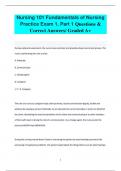 Nursing 101 Fundamentals of Nursing  Practice Exam 1, Part 1 Questions &  Correct Answers/ Graded A+