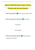 Edexcel GCSE Business Paper 2 Exam Practice with Correct Answers