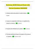 Business GCSE Edexcel Exam with Correct Answers 2024/2025