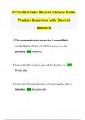 GCSE Business Studies Edexcel Exam Practice Questions with Correct Answers