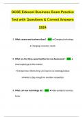 GCSE Edexcel Business Exam Practice Test with Questions & Correct Answers 2024
