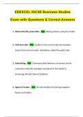 EDEXCEL IGCSE Business Studies Exam with Questions & Correct Answers