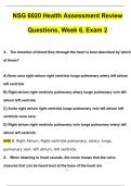 NSG 6020 Health Assessment Review Questions, Week 6, Exam 2 (2024) Newest Questions and Answers (Verified Answers)