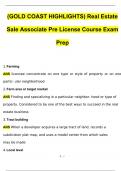GOLD COAST Real estate sale associate pre license course exam prep 2024 Newest Questions and Answers (Verified Answers)