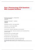  Quiz 1 Pharmacology 5334 Questions With Complete Solutions