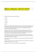 ARM 401 - Assignment 4 - Data Driven Decision Making Exam Questions with Correct Answers