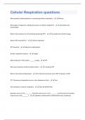 Cellular Respiration Questions And Answers Graded A+