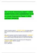 Ocr a level chemistry paper 1 2023 QUESTIONS AND ANSWERS// OCR A- Level Chemistry Paper 1 2022 LATEST UPDATE                  Define Transition element - CORRECT ANSW-A d-block element that can form at least one stable ion with an incomplete d subshell   