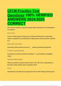 CFCM Practice Test Questions 100% VERIFIED  ANSWERS 2024/2025  CORRECT