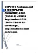 CSP2601 Assignment 4 (COMPLETE ANSWERS) 2024 (638814) - DUE 3 September 2024 ;100% TRUSTED workings, explanations and solutions