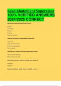 BEST ANSWERS Lead Abatement Supervisor 100% VERIFIED ANSWERS  2024/2025 CORRECT