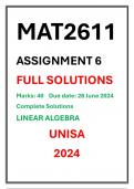 MAT2611 ASSIGNMENT 6 Complete Solutions UNISA 2024 LINEAR ALGEBRA