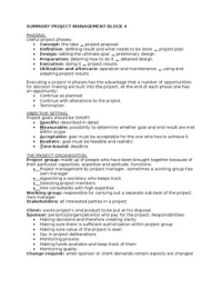 Summary advanced project management block 4