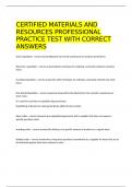 CERTIFIED MATERIALS AND RESOURCES PROFESSIONAL PRACTICE TEST WITH CORRECT ANSWERS